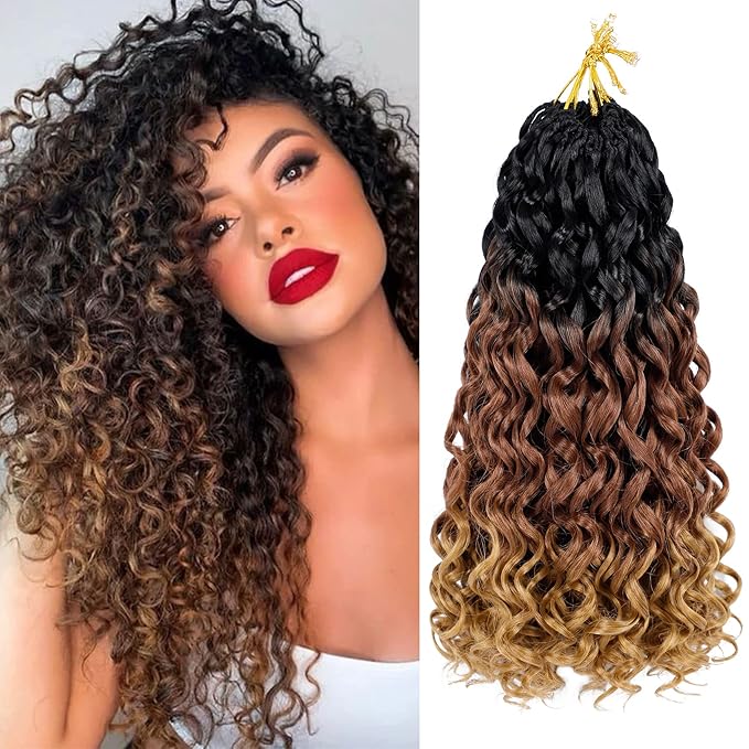 7 Packs GoGo Curl Crochet Hair 14 Inch Short Curly Crochet Hair for Women Beach Curl Water Wave Deep Twist Crochet Braids Synthetic Braiding Hair Extensions (14 Inch, T1B/30/27)