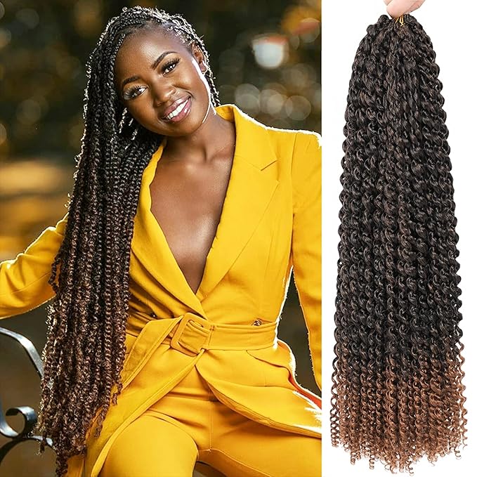 Passion Twist Crochet Hair Brown 30 Inch 8 Packs Long Passion Twist Hair Water Wave Braiding Hair Curly Spring Twist Hair Synthetic Hair Extension (30 Inch (Pack of 8), T30)