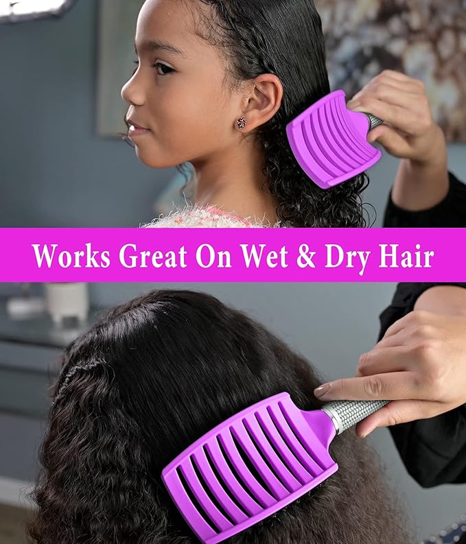 Detangling Brush Boar Bristle Hairbrush for Adult & Kids Wet or Dry Hair - KTKUDY Detangler Hair brush Getting Knots Out without Pain - Adds Shine and Makes Hair Healthier Purple