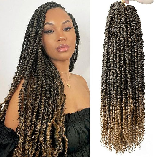 Passion Twist Hair - 8 Packs 24 Inch Passion Twist Crochet Hair For Black Women, Crochet Pretwisted Curly Hair Passion Twists Synthetic Braiding Hair Extensions(24 Inch 8 Packs, T27)