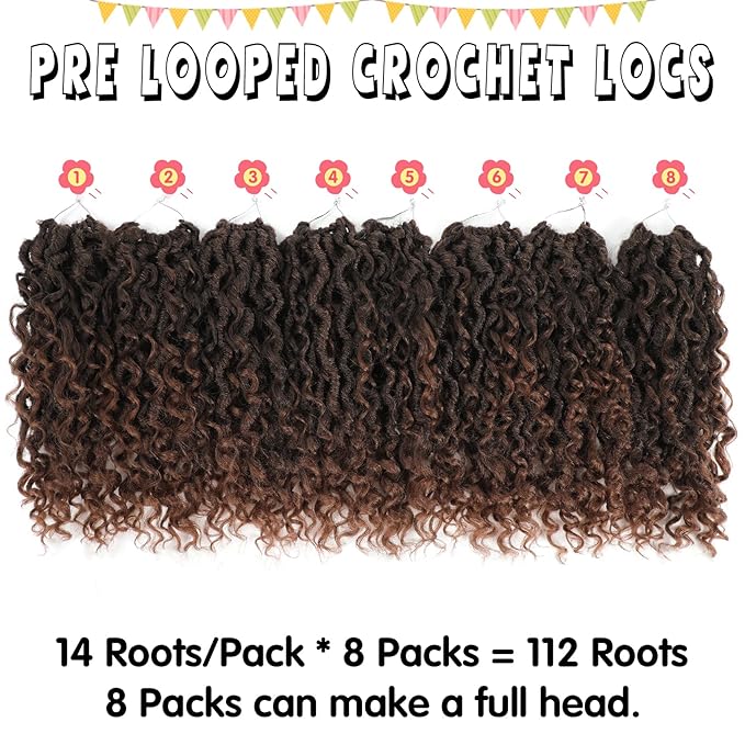 Fulcrum Goddess Locs Crochet Hair 10 Inch, 8 Packs New Faux Locs Crochet Hair for Black Women, Crochet locs with Curly Ends (10Inch (Pack of 8), T30#)