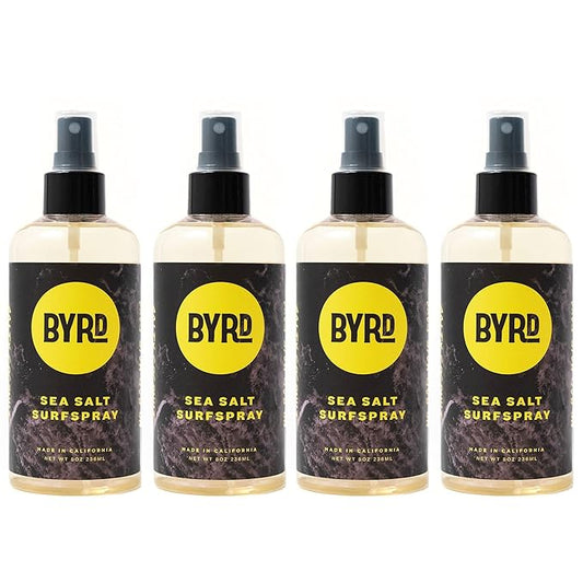Byrd Sea Salt Surfspray, Salty Coconut Scent, Texturizing and Volumizing Sea Salt Spray for Men for Hydrated, Shiny Surfer Hair, Safe for All Hair Types, 8 Fl Oz, Pack of 4