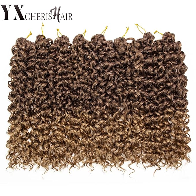 YXCHERISHAIR 8 Packs Curly Crochet Hair GoGo Curl Crochet hair for Women Deep Wave Braiding hair,Synthetic Bohemian Crochet Braids Water Wave Crochet hair Extensions (18inch, 33/27)