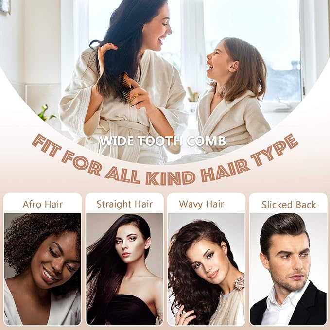 Patelai Wide Tooth Comb Large Hair Detangling Comb for Curly, Wet Dry Hair, No Handle Detangler Accessories(Brown)