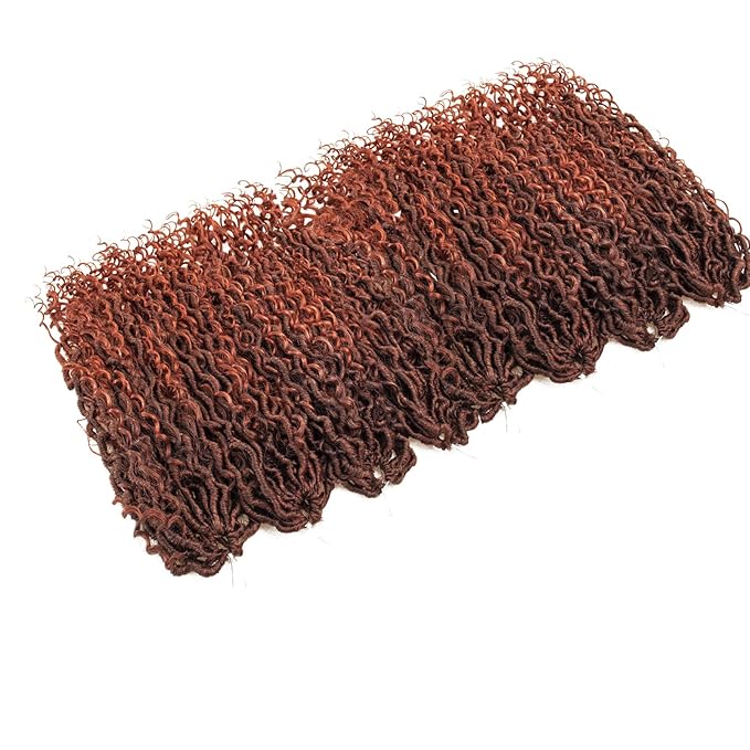 Goddess Locs Crochet Hair 18Inch 8Packs Crochet Locs,Ginger Boho Faux Loc With Curly Ends River Hippie Bohemian Loc Crochet Hair for Black Women(1B/350, 18inch(Pack of 8))
