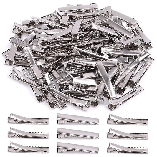 200Pcs 1.81 inch / 4.6 cm Alligator Hair Clips Bulk Silver Single Prong Hair Clips For Bows Making Hair Pins For Sectioning Hair Styling And Sectioning Hairdressing DIY Crafts
