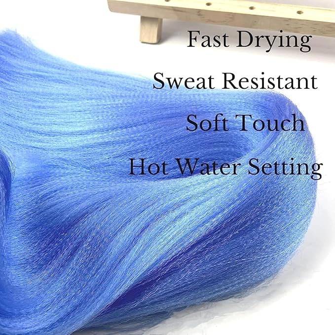 Kids Braiding Hair Pre stretched 16 inches Blue Yaki ez Braid Braiding Hair for Kids Knotless Braids