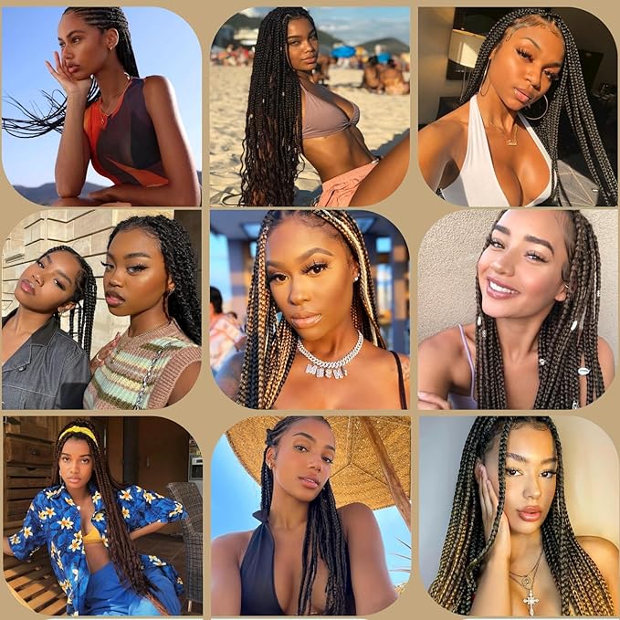 Ombre Braiding Hair 24 Inch Pre Stretched Braiding Hair Professional Hair Extensions 6 Packs 100% Kanekalon Synthetic Crochet Hair Braids Yaki Texture Hair Braiding(24Inch,T1B/30/27#).