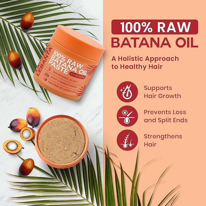 Raw Batana Oil for Hair Growth - 100% Pure, Organic 4oz Batana from Honduras for Thick and Strong Natural Hair - Dr. Sebi Unrefined Cold Pressed Cosmetic Scalp Mask Gifts for Women (1 Pack)
