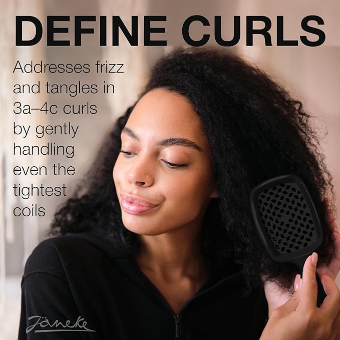 Janeke Superbrush Detangling Brush for Soft Smoothing Hair Brushing with Anti-Static Bristles - Vented Wet Hair Brush for Blow Drying Use - Perfect for Curly, Thick, Wavy, Fine Hair Types (Black)