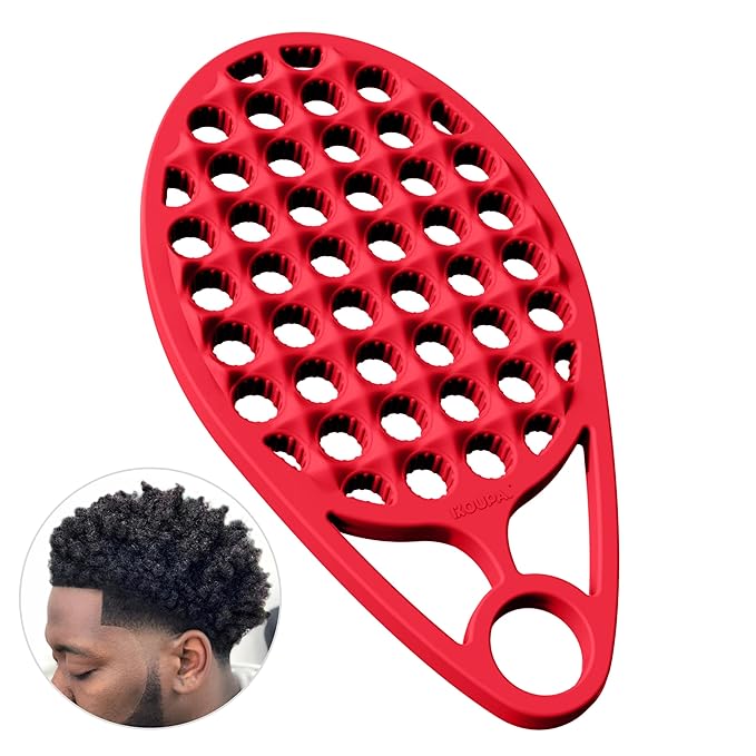 KOUPA Magic Silicone Curly Hair Brush, One Piece Twist Curl Comb for Afro Curls, Washable Hair Tool for Men Women, Red, 1 Piece