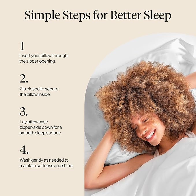 Kitsch Satin Pillowcase with Zipper for Hair & Skin, Softer Than Silk Pillow Cases Queen, Wrinkle-Free, Smooth and Cooling Satin Pillow Covers, Standard Size 19"x26", Silver