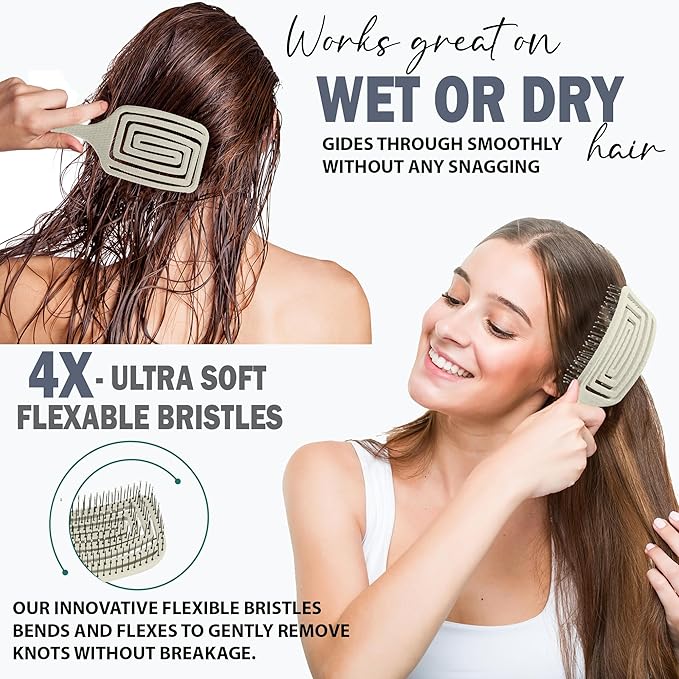 Fiora Naturals Paddle Hair Brush for Thick Hair - Detangler Brush for women - Vented Hairbrush for Gentle Detangling, Best Hair Brush for Wet or Dry Hair