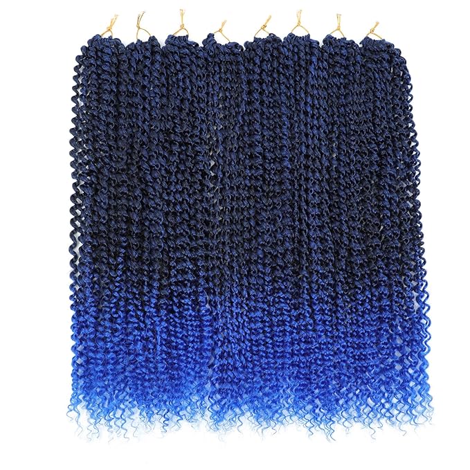Alrence Passion Twist Hair 24 Inch 8 Packs Water Wave Crochet Hair Curly Braiding Hair For Butterfly Locs Long Bohe Crochet Braids (24 Inch (Pack of 8), 1B/Blue)