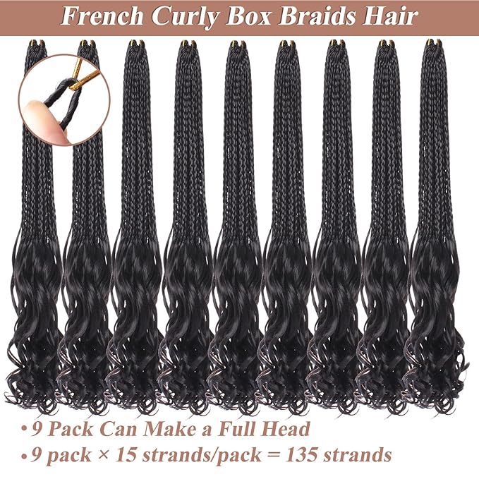 9 Packs Ombre Gray French Curl Crochet Braids 14 Inch Crochet Goddess Box Braids with Curly Ends Pre Looped Synthetic Bouncy Braiding Hair for Women