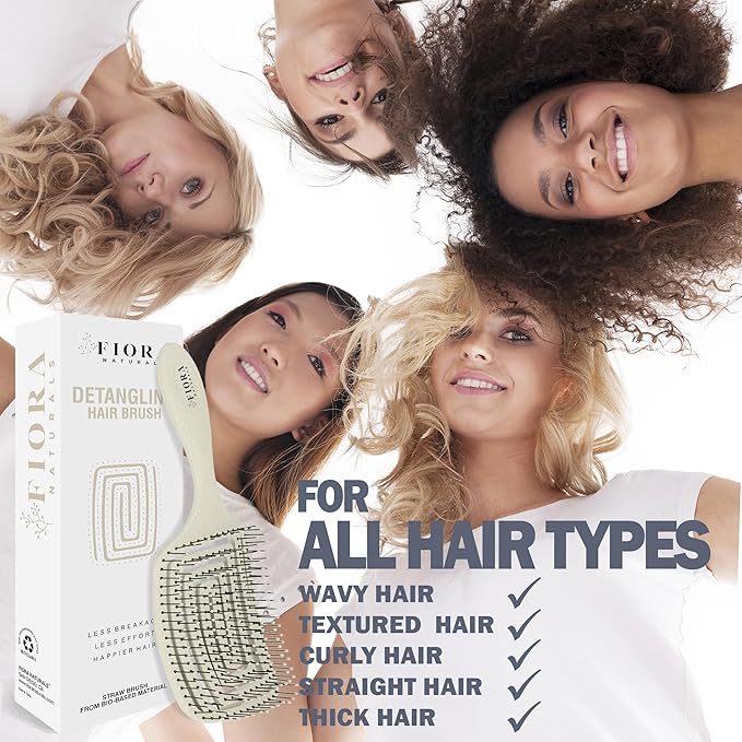 Fiora Naturals Paddle Hair Brush for Thick Hair - Detangler Brush for women - Vented Hairbrush for Gentle Detangling, Best Hair Brush for Wet or Dry Hair