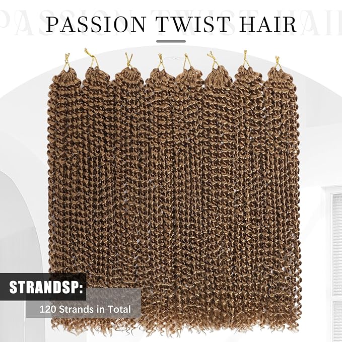 Passion Twist Hair 18 Inch 8 Packs Water Wave Crochet Hair Bohemian Braiding Hair for Boho Locs Pre Looped Crochet Braids Hair for Black Women （27#）