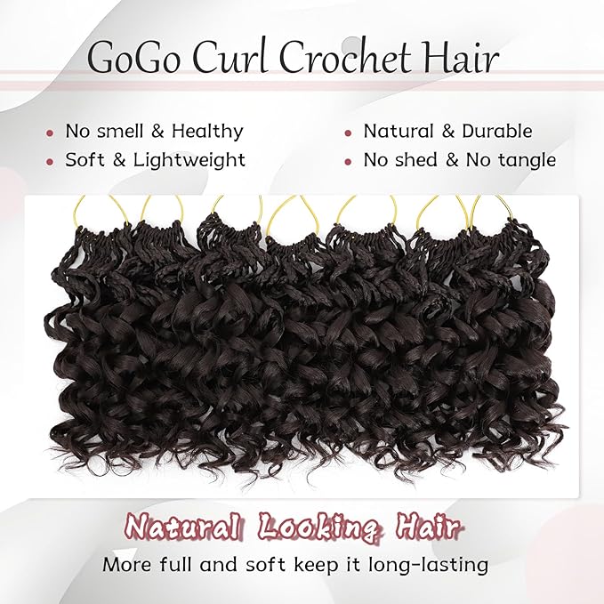 7 Packs Gogo Curl Crochet Hair for Women 8 Inch Pre-Twisted Curly Crochet Hair Pre Looped Deep Ocean Water Wave Beach Curl Crochet Braids Synthetic Braiding Hair Extensions (8 Inch, 4#)