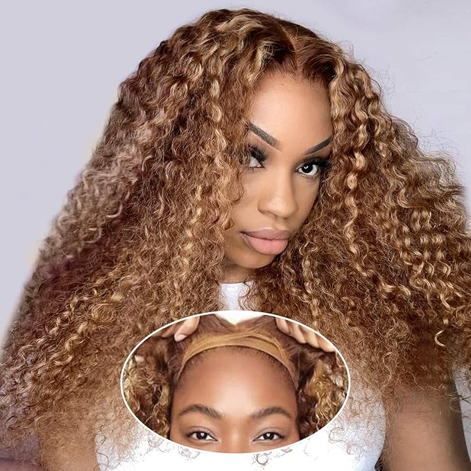 Curly Bob Wig Human Hair Deep Wave 200% Density 5x5 HD Lace Closure Wigs Human Hair Bob Wigs For Black Women Wear And Go Glueless Curly Wig Highlight Color 16 Inch