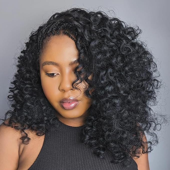 Leeven Gogo Curl Crochet Hair 12 Inch 8 Packs Black Ocean Wave Crochet Hair Pre Looped Deep Twist Goddess Box Braids Short Curly Water Wave Synthetic Braiding Hair for Women Girl Kids