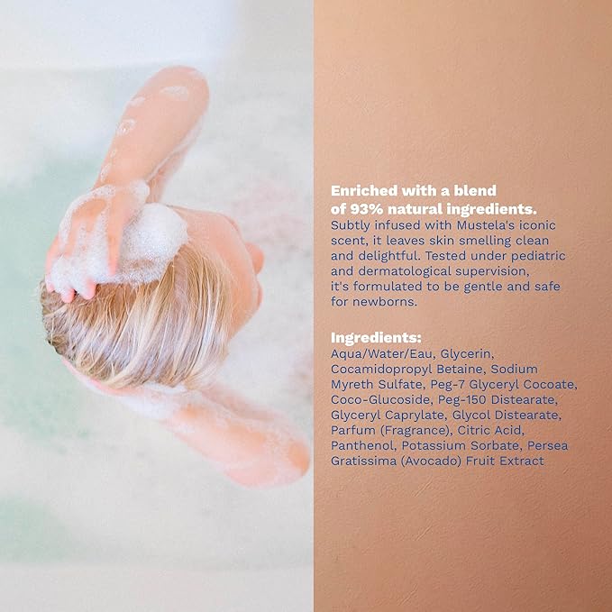 Mustela Baby Gentle Cleansing Gel - Baby Hair & Body Wash - with Natural Avocado fortified with Vitamin B5 - Biodegradable Formula & Tear-Free â€“ 25.35 fl. oz. (Pack of 1)