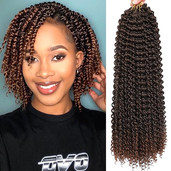 Passion Twist Hair 10 Inch 5 Packs Water Wave Crochet Hair Black Wrap Braiding Hair For Passion Twist Crochet Hair/Butterfly Locs/Spring Twist Crochet Braids Boho Hair Extension (10 Inch, T1B/30#)