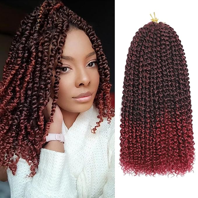Passion Twist Hair 12 Inch 8 Packs Water Wave Crochet Hair Bohemian Braiding Hair Pre Looped Crochet Braids Hair Extensions for Black Women （T/Bug#）