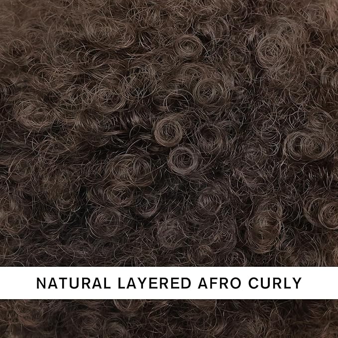 AISI QUEENS Synthetic Afro Puffs Drawstring Ponytail Medium Brown Bun Hairpieces Updo Hair Puff Clip On Short Kinky Curly Hair Large Size(4#)