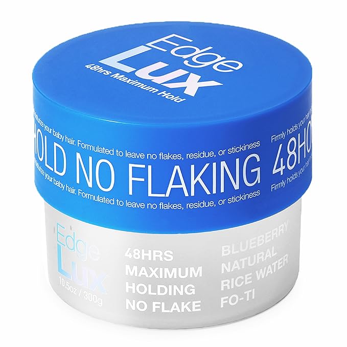 Edge Lux Edge Control Gel with Castor Oil, Keratin, Biotin, and Olive Oil - 48 Hour Maximum Hold, Non-Flaking, Non-Greasy, Scented, Conditioning Styling Gel for All Hair Types