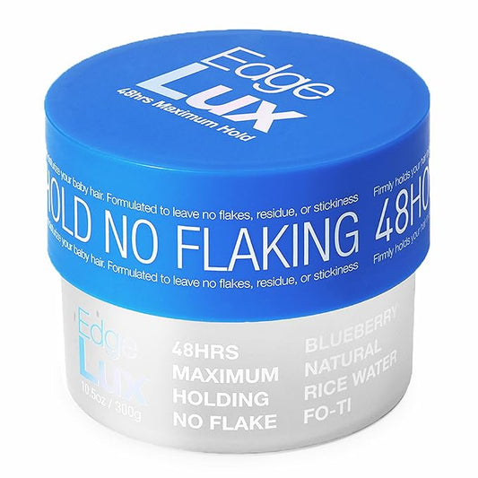 Edge Lux Edge Control Gel with Castor Oil, Keratin, Biotin, and Olive Oil - 48 Hour Maximum Hold, Non-Flaking, Non-Greasy, Scented, Conditioning Styling Gel for All Hair Types