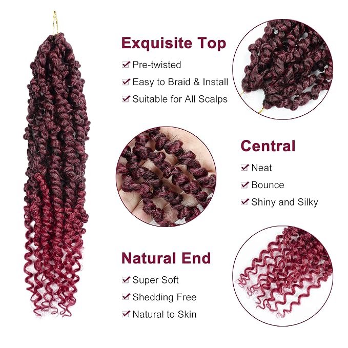 Passion Twist Hair - 8 Packs 14 Inch Passion Twist Crochet Hair For Women, Crochet Pretwisted Curly Hair Passion Twists Synthetic Braiding Hair Extensions (14 Inch 8 Packs, TBUG)