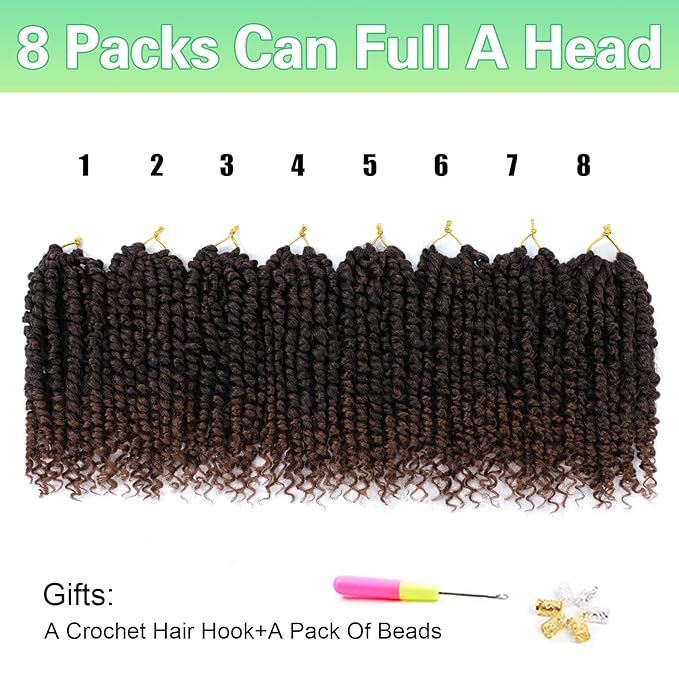 Passion Twist Crochet Hair 8Inch Passion Twist Hair 8 Packs Pre Looped Passion Twist Curly Crochet Hair Short Crochet Hair for Black Women Extensions (T30-8pack)…