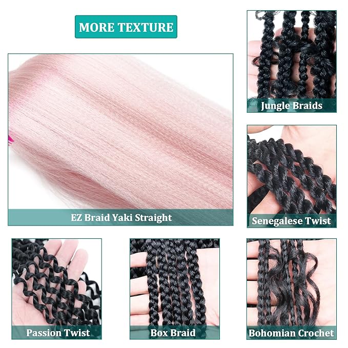 Rose Gold Braiding Hair Pre Stretched 30 inch Colored Hair Extensions for Braiding Pre Stretched Braiding Hair Kanekalo Box Braids Long Micro Knotless Prestretched Braiding Hair (Pack of 3)