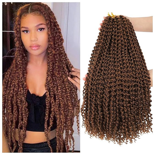 Dansama Passion Twist Hair 18 inch : Water Wave Crochet Hair Braiding Hair for Bohemian Crochet Braids Hair Extensions (18inch (Pack of 7), #30)