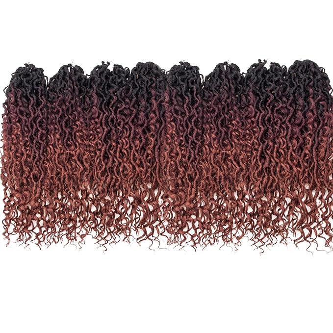 Goddess Locs Crochet Hair 18Inch 8Packs Crochet Locs,Boho Faux Locs With Curly Ends River Hippie Locs Bohemian Locs Crochet Braids for Black Women(1B/530/350, 18inch(Pack of 8))