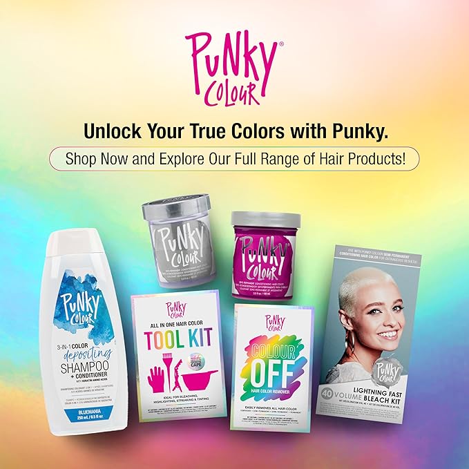Punky Colour 3-in-1 Color Depositing Conditioner & Hair Cleanser - Bluemania, Semi Permanent Hair Color Conditioner, Long-Lasting Hair-Dye, 8.5 fl oz.