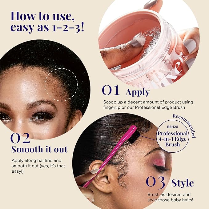 Red by Kiss Edge Fixer Hair Shine Gel, 24 Hour Max Hold, Non-Flaking, Biotin B7 Infused, Natural Styling, Professional Edge Control Wax, Perfect for Braiding (Sweet Peach)