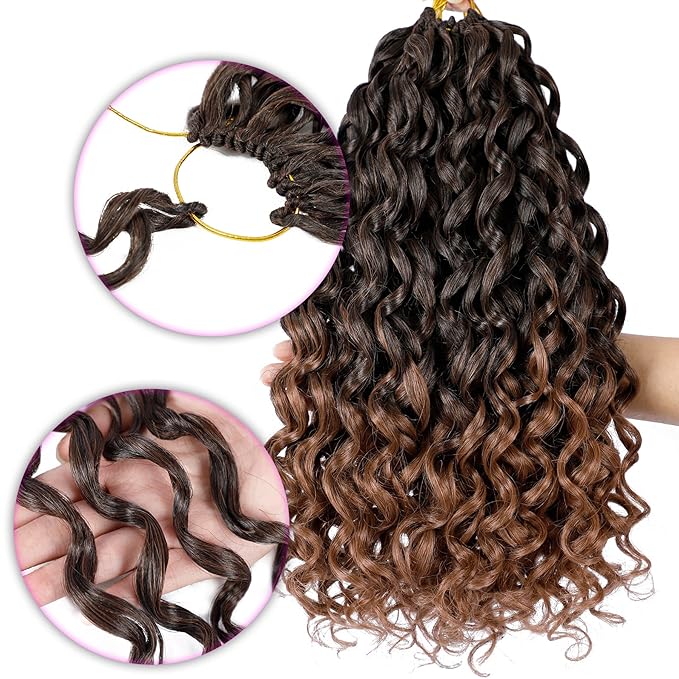 7 Packs GoGo Curl Crochet Hair 10 Inch Short Curly Crochet Hair for Women Beach Curl Water Wave Deep Twist Crochet Braids Synthetic Braiding Hair Extensions (10 Inch, T1B/30)