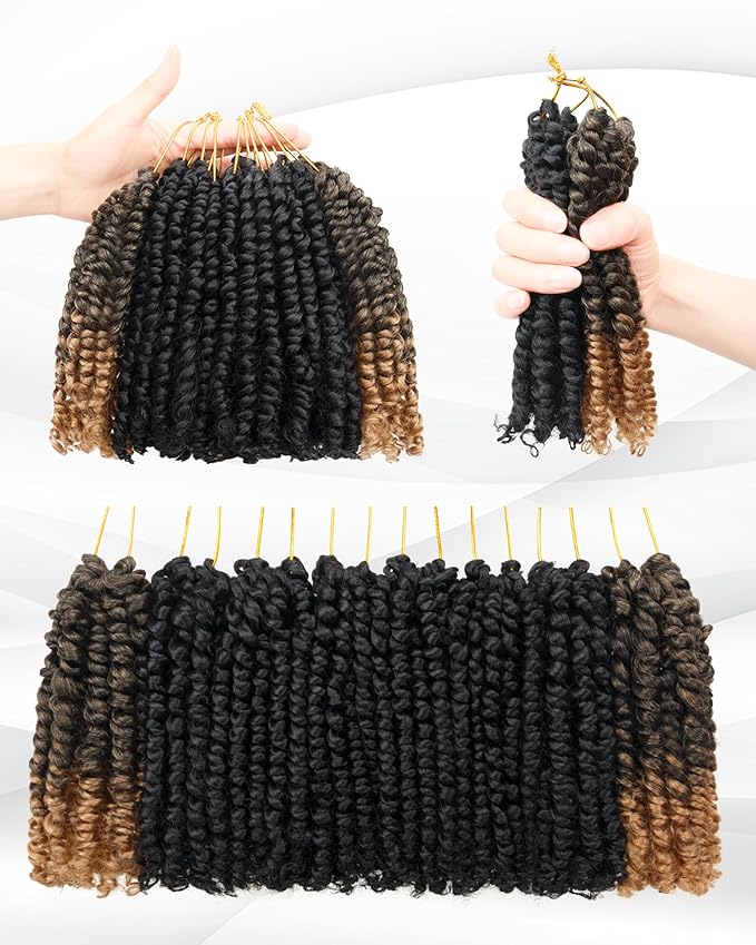 Passion Twist Crochet Hair-Mixed Color Combo Pack(6 packs 1B+2 packs T1B/27),Pre-twisted Pre Looped Super Soft & Bouncy Synthetic Braided Hair Extensions For Black Women and Kid(6"-8 Packs,1B+T27)