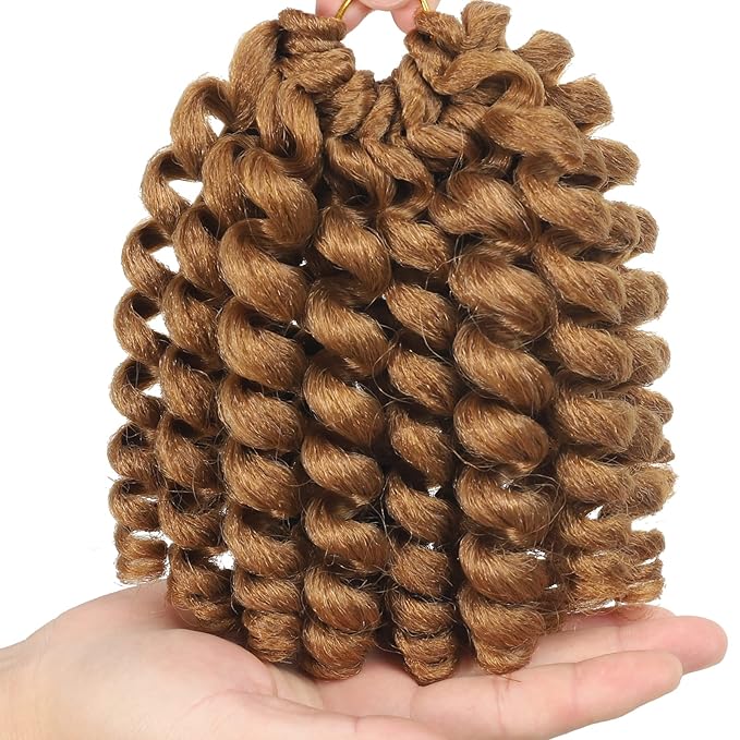 3Packs 2X Ringlet Wand Curl Jamaican Bounce 8 inch Synthetic Crochet Hair Extensions Crochet Braiding Hair 20 Roots (8Inch (Pack of 3), 27#)