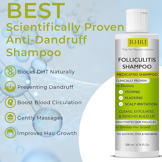 Anti Fungal Shampoo for Folliculitis, Seborrheic Dermatitis, Dandruff, Scalp Psoriasis & Itchy Dry Scalp Relief