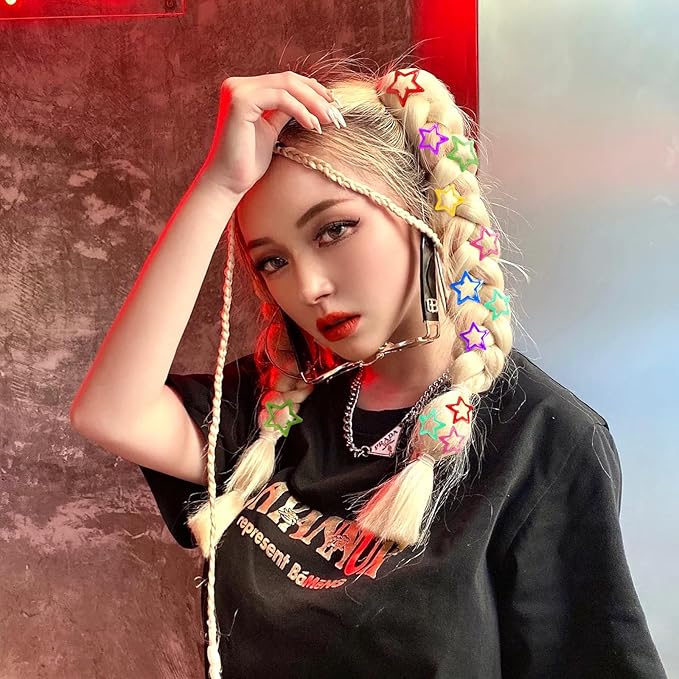 Star Hair Clips Multiple Colors Snap Hair Barrettes Non Slip Star Hair Accessories Metal Hair Clips for Girls Women -50PCS 1.18"