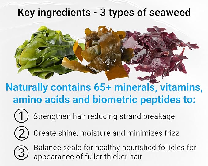 Leave-In Conditioner, 8.5 fl. Oz/250ml - Seaweed, Kelp & Algae Enriched Detangle & Shine Hair Treatment -Ideal For Frizzy and All Hair Type , Protects Scalp