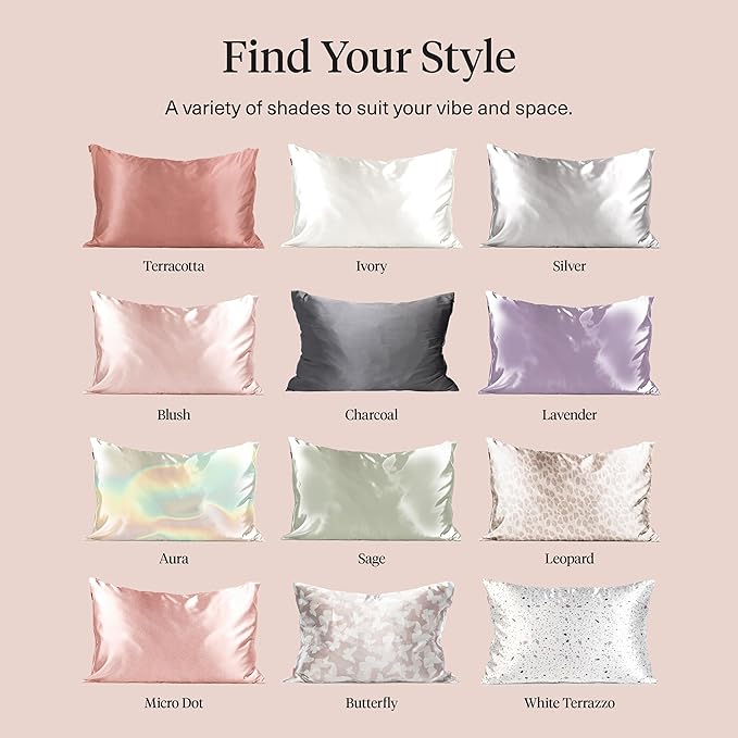 Kitsch Satin Pillowcase with Zipper for Hair & Skin, Softer Than Silk Pillow Cases Queen, Wrinkle-Free, Smooth and Cooling Satin Pillow Covers, Standard Size 19"x26" - Charcoal