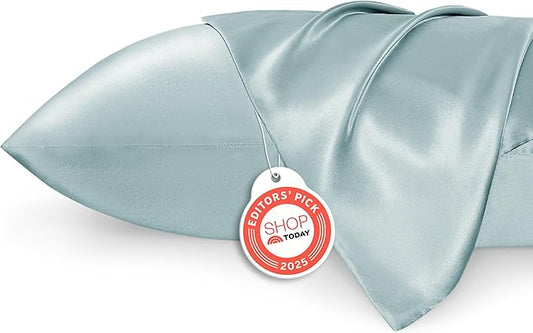 Bedsure Satin Pillowcase 2 Pack Similar to Silk Pillow Cases Standard Size, Pillow Case for Sleeping Women with Envelope Closure, Gifts for Women Men, Light Turquoise, 20x26 Inches, 2pcs