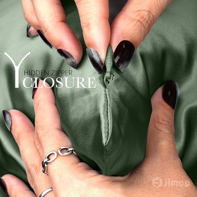 100% Mulberry Silk Pillowcase for Hair and Skin, 22 Momme Pure Natural Silk Pillow Case Both Sided with Zipper, Pillow Cover for Women Mom Men (Matcha, King 20''×36'', 1 Pack)