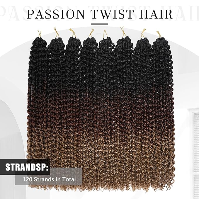 Passion Twist Hair 18 Inch 8 Packs Water Wave Crochet Hair Bohemian Braiding Hair for Boho Locs Pre Looped Crochet Braids Hair for Black Women （1B/30/27#）