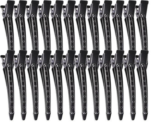 YGDZ Duck Billed Clips, 30pcs 3.5 inch Metal Alligator Hair Clips with Holes, Hair Clips for Styling Sectioning, Hair Coloring, Pin Curl Clips for Hair Roller, Black