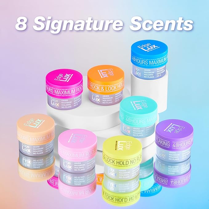 Edge Lux Blueberry Edge Control Gel with Castor Oil, Keratin, Biotin, and Olive Oil - 48 Hour Maximum Hold, Non-Flaking, Non-Greasy, Scented, Conditioning Styling Gel for All Hair Types, 1 Ounce