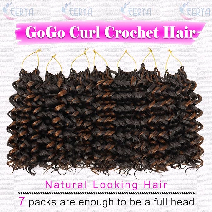 7 Packs GoGo Curl Crochet Hair 10 Inch Short Curly Crochet Hair for Women Water Wave Beach Curl Deep Twist Crochet Braids Synthetic Braiding Hair Extensions (10 Inch, P4/30)